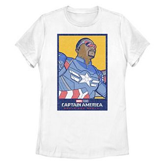 Juniors' Marvel Captain America Brave New World Sam Wilson Poster Graphic Tee