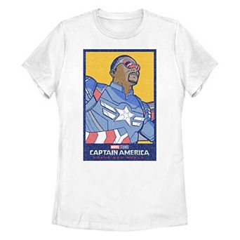 Juniors' Marvel Captain America Brave New World Sam Wilson Poster Graphic Tee