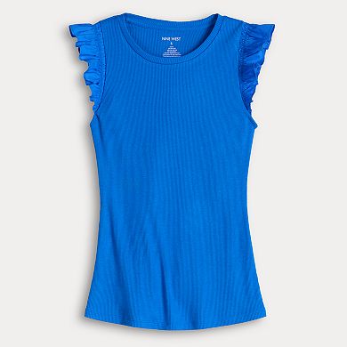 Women's Nine West Mixed Media Flutter Top