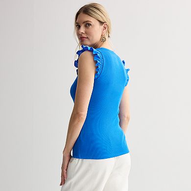 Women's Nine West Mixed Media Flutter Top