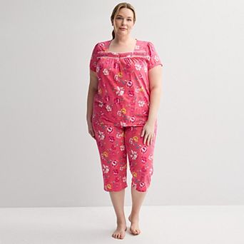 Plus Size Croft & Barrow® 2 pc Pajama Top & Pajama Bottoms Set