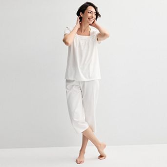 Women's Croft & Barrow® 2 pc Pajama Top & Pajama Bottoms Set