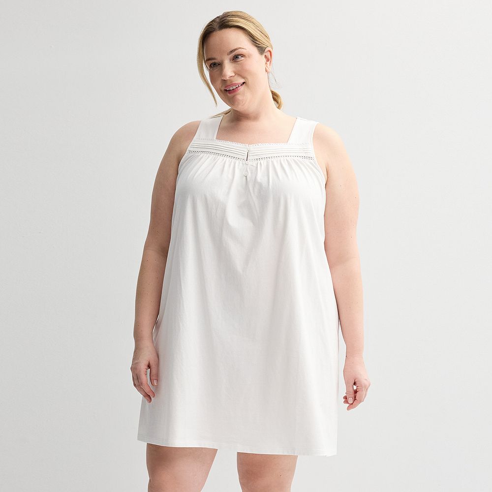 white christmas dresses A-Line Slip Dress, White - 100% Organic Cotton Sleepwear main image 0