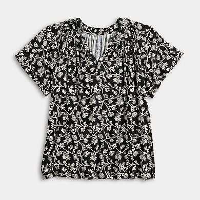 Women's Croft & Barrow® Smocked Raglan Top