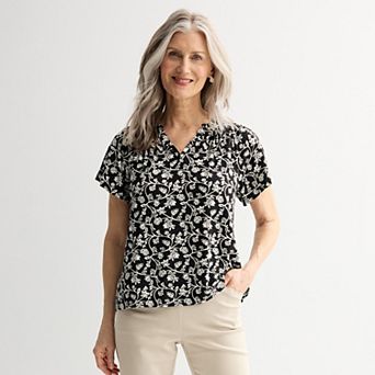 Women's Croft & Barrow® Smocked Raglan Top