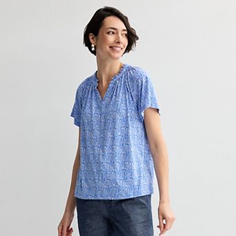 Women's Croft & Barrow® Smocked Raglan Top
