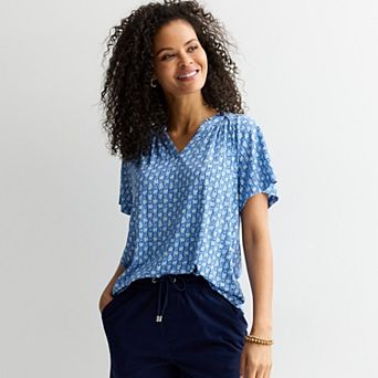 Women's Croft & Barrow® Smocked Raglan Top