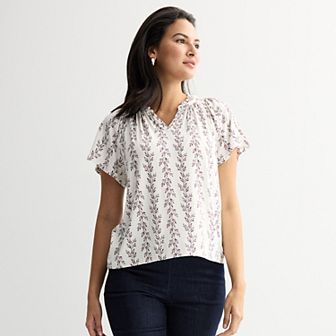 Women's Croft & Barrow® Smocked Raglan Top