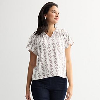Women's Croft & Barrow® Smocked Raglan Top
