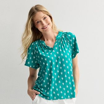Women's Croft & Barrow® Smocked Raglan Top