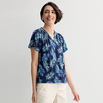 Women's Croft & Barrow® Smocked Raglan Top