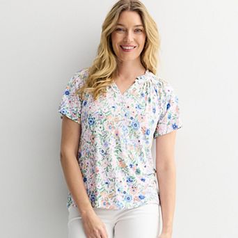 Women's Croft & Barrow® Smocked Raglan Top