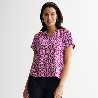 Women's Croft & Barrow® Smocked Raglan Top