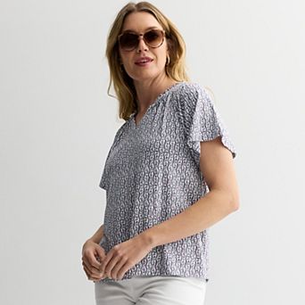 Women's Croft & Barrow® Smocked Raglan Top