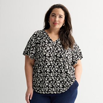 Plus Size Croft & Barrow® Smocked Raglan Top
