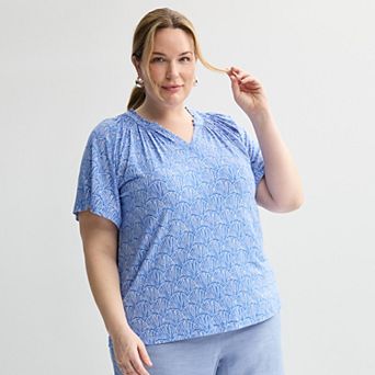 Plus Size Croft & Barrow® Smocked Raglan Top