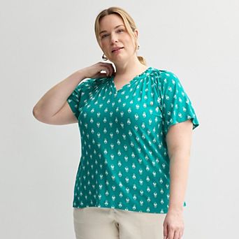 Plus Size Croft & Barrow® Smocked Raglan Top