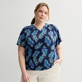 Plus Size Croft & Barrow® Smocked Raglan Top