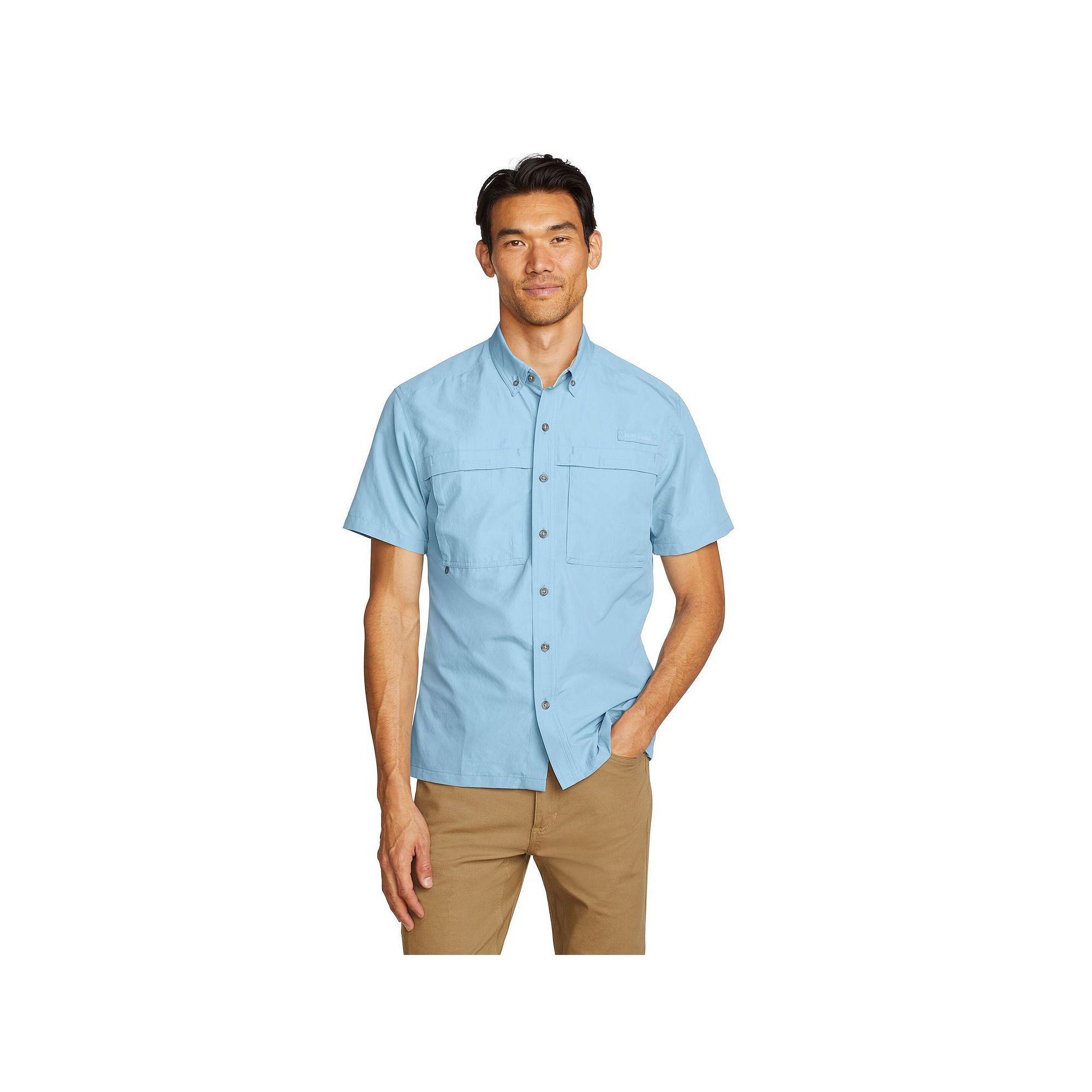 Big & Tall Eddie Bauer Short Sleeve Rainier Ripstop Button-Down Shirt, Men