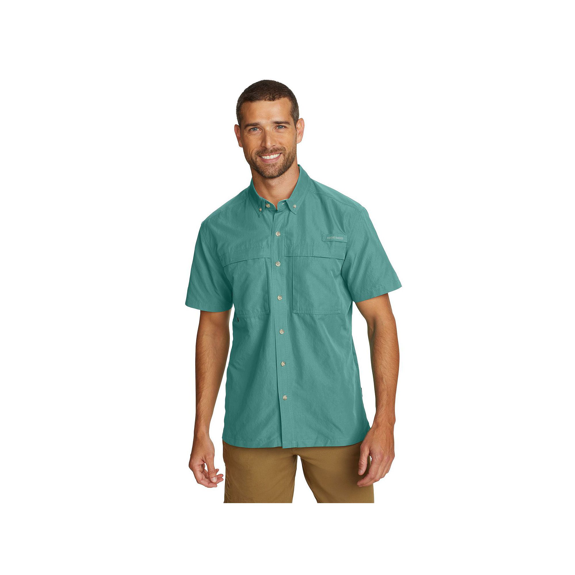 Big & Tall Eddie Bauer Short Sleeve Rainier Ripstop Button-Down Shirt, Men