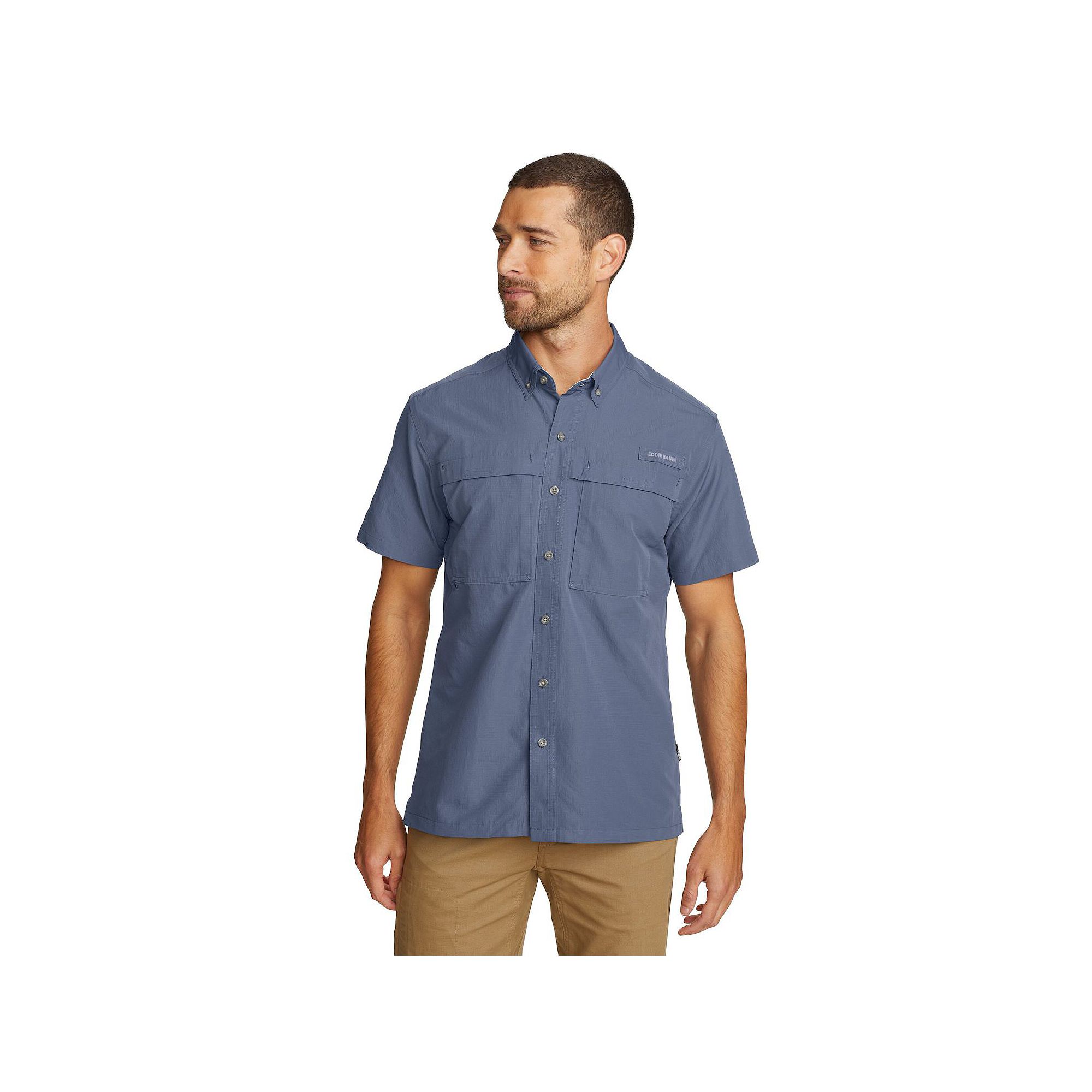 Big & Tall Eddie Bauer Short Sleeve Rainier Ripstop Button-Down Shirt, Men