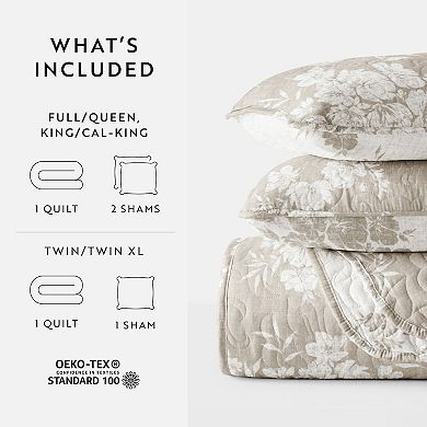 Home Collection Distressed Bouquet Reversible All Season Down-Alternative Quilt Set