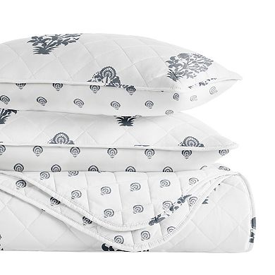 Home Collection Stamped Bloom Reversible All Season Down-Alternative Quilt Set