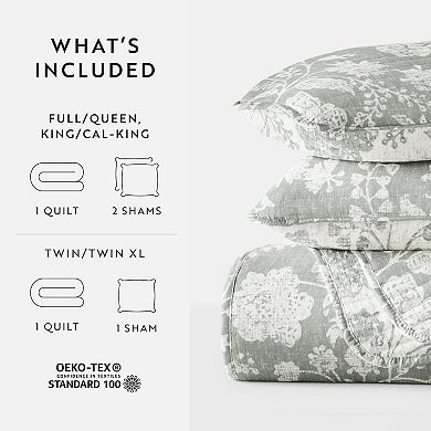 Home Collection Textured Floral Reversible All Season Down-Alternative Quilt Set