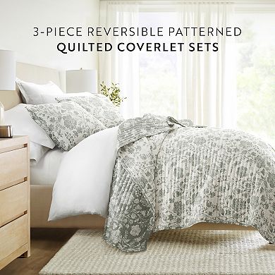 Home Collection Textured Floral Reversible All Season Down-Alternative Quilt Set