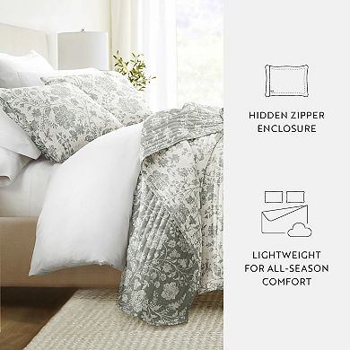 Home Collection Textured Floral Reversible All Season Down-Alternative Quilt Set
