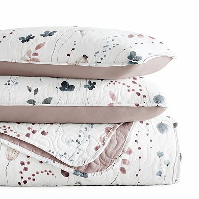 Home Collection Floral Patterned Reversible All Season Down-Alternative Quilt Set