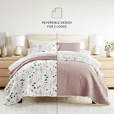 Home Collection Floral Patterned Reversible All Season Down-Alternative Quilt Set