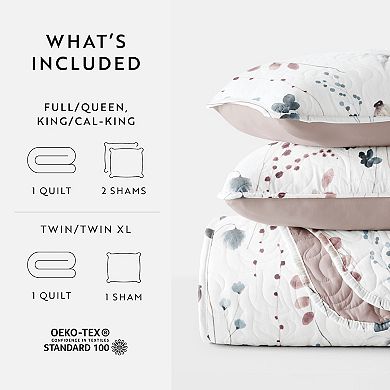 Home Collection Floral Patterned Reversible All Season Down-Alternative Quilt Set