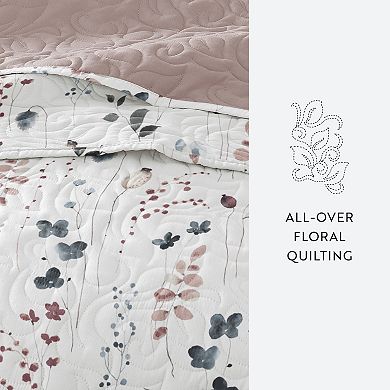 Home Collection Floral Patterned Reversible All Season Down-Alternative Quilt Set