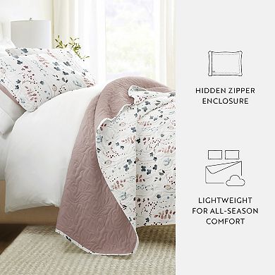 Home Collection Floral Patterned Reversible All Season Down-Alternative Quilt Set