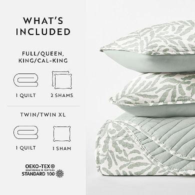 Home Collection Tossed Ferns Reversible All Season Down-Alternative Quilt Set