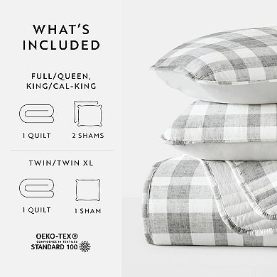 Home Collection Watercolor Plaid Reversible All Season Down-Alternative Quilt Set