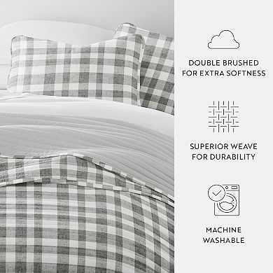 Home Collection Watercolor Plaid Reversible All Season Down-Alternative Quilt Set