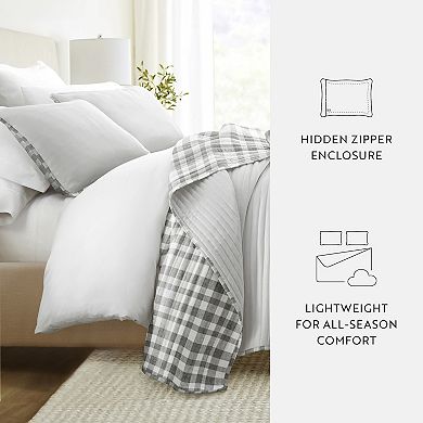 Home Collection Watercolor Plaid Reversible All Season Down-Alternative Quilt Set