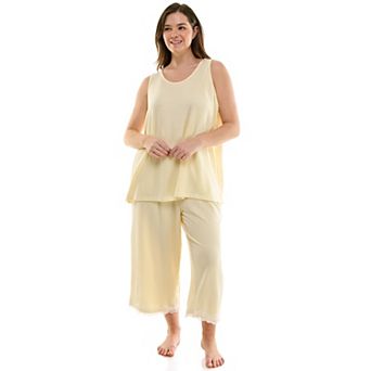 Plus Size Croft & Barrow® 2 pc Sleeveless Pajama Top & Capri Pants Sleep Set