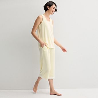 Women's Croft & Barrow® 2 pc Sleeveless Pajama Top & Capri Pants Sleep Set