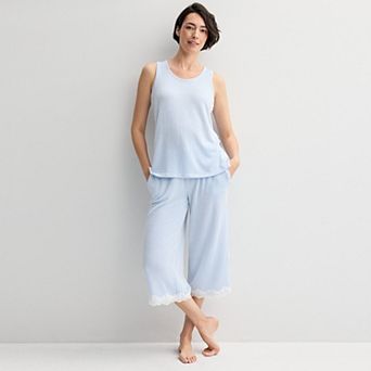 Women's Croft & Barrow® 2 pc Sleeveless Pajama Top & Capri Pants Sleep Set
