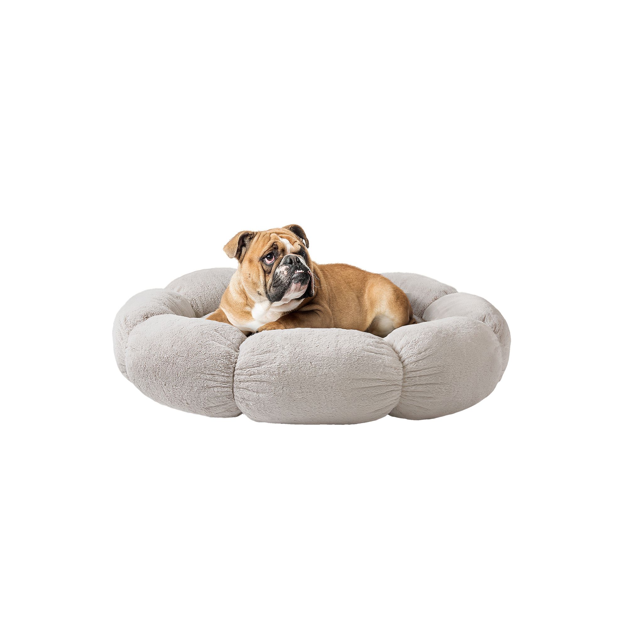 Friends Forever Flower Donut Dog Pet Bed, Gray