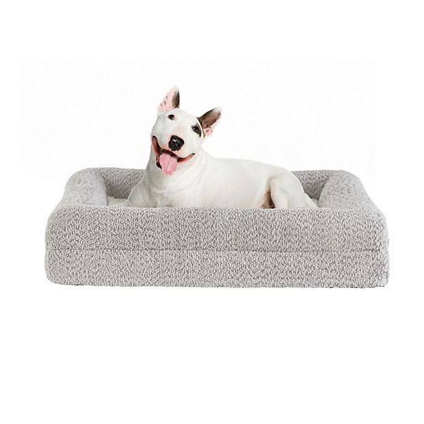 Friends Forever Bolster Dog Crate Mat - Soft Microfiber, Non-Slip Bottom, Machine Washable, 35.5" X 23" (Grey)