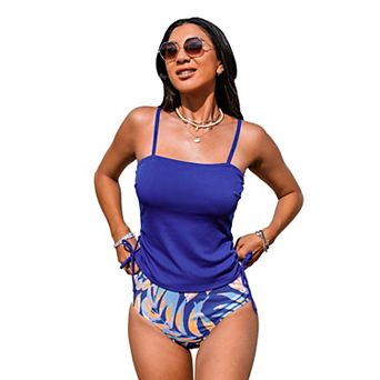 Women's Cupshe 2 pc Floral Tankini Swim Top & Swim Bottoms Set