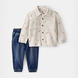 Baby Boy Carter's 2 pc Acorn Button-Down Shirt & Pull-On Denim Pant Set
