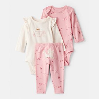 Baby Girls Carter’s 3 pc Unicorn Long-Sleeve Bodysuit & Pant Set