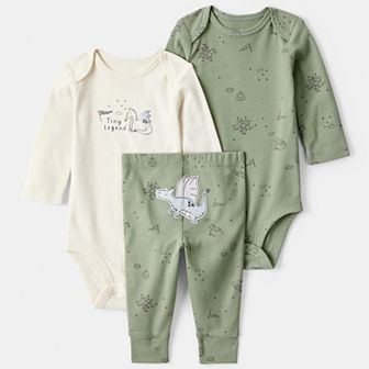 Baby Boys Carter’s Dragon Print 3 pc Long-Sleeve Bodysuit & Pant Set