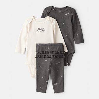 Baby Girls Carter's 3 pc Bow Print Bodysuit & Pant Set