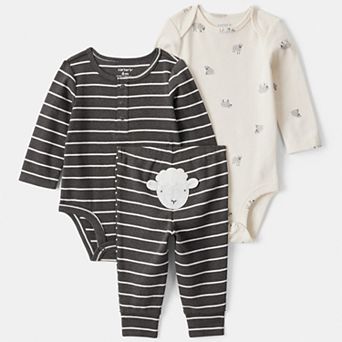 Baby Boys Carter’s 3 pc Striped Sheep Print Long-Sleeve Bodysuit & Pant Set